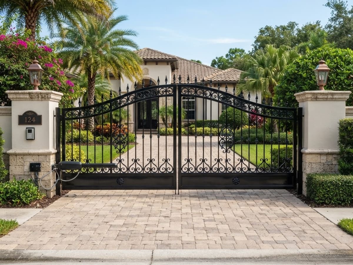 After: Wrought Iron Swing Gate Restoration in Coral Gables, Miami-Dade