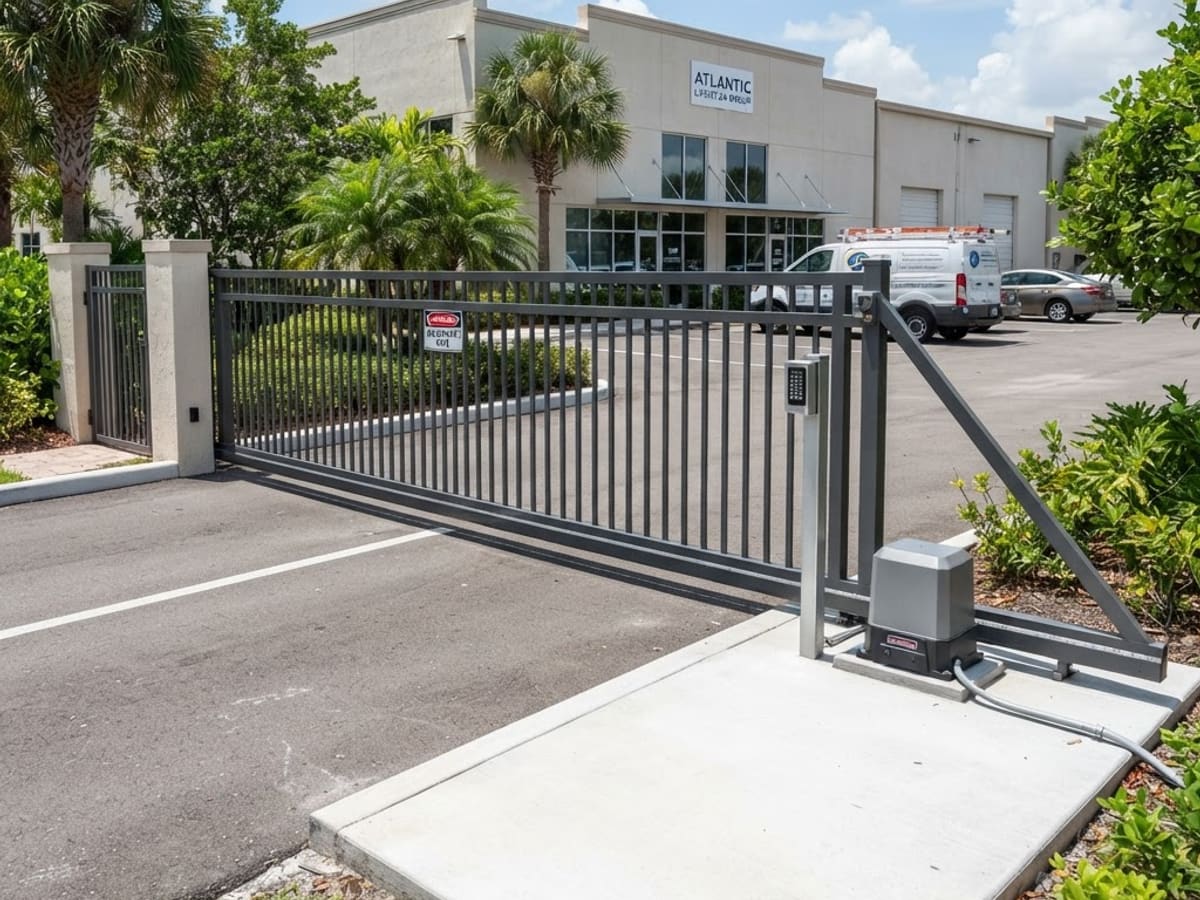 After: Commercial Sliding Gate Repair in Fort Lauderdale, Broward