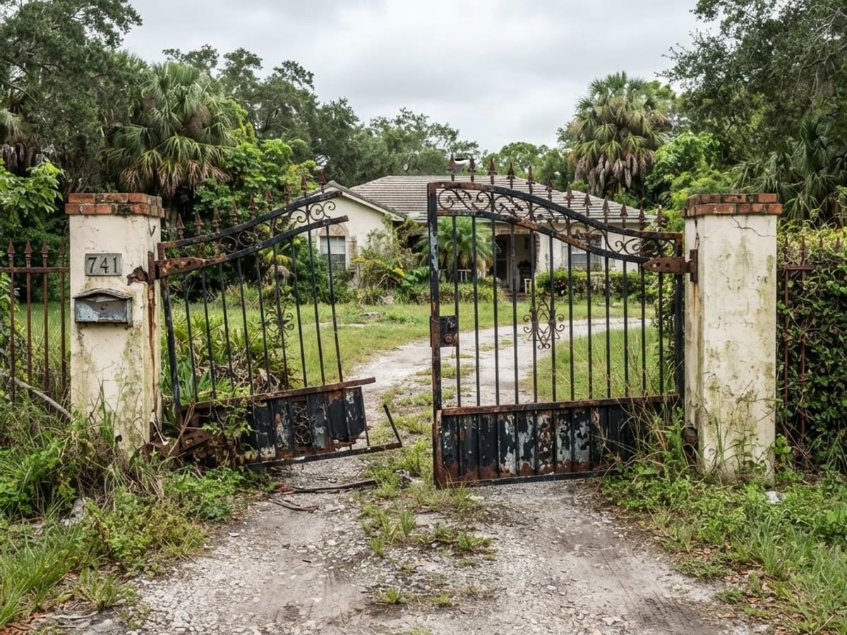 Before: Wrought Iron Swing Gate Restoration in Coral Gables, Miami-Dade